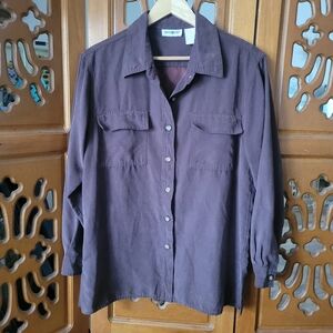 White Stag Women's Brown Button Down Shirt Cozy Size Small